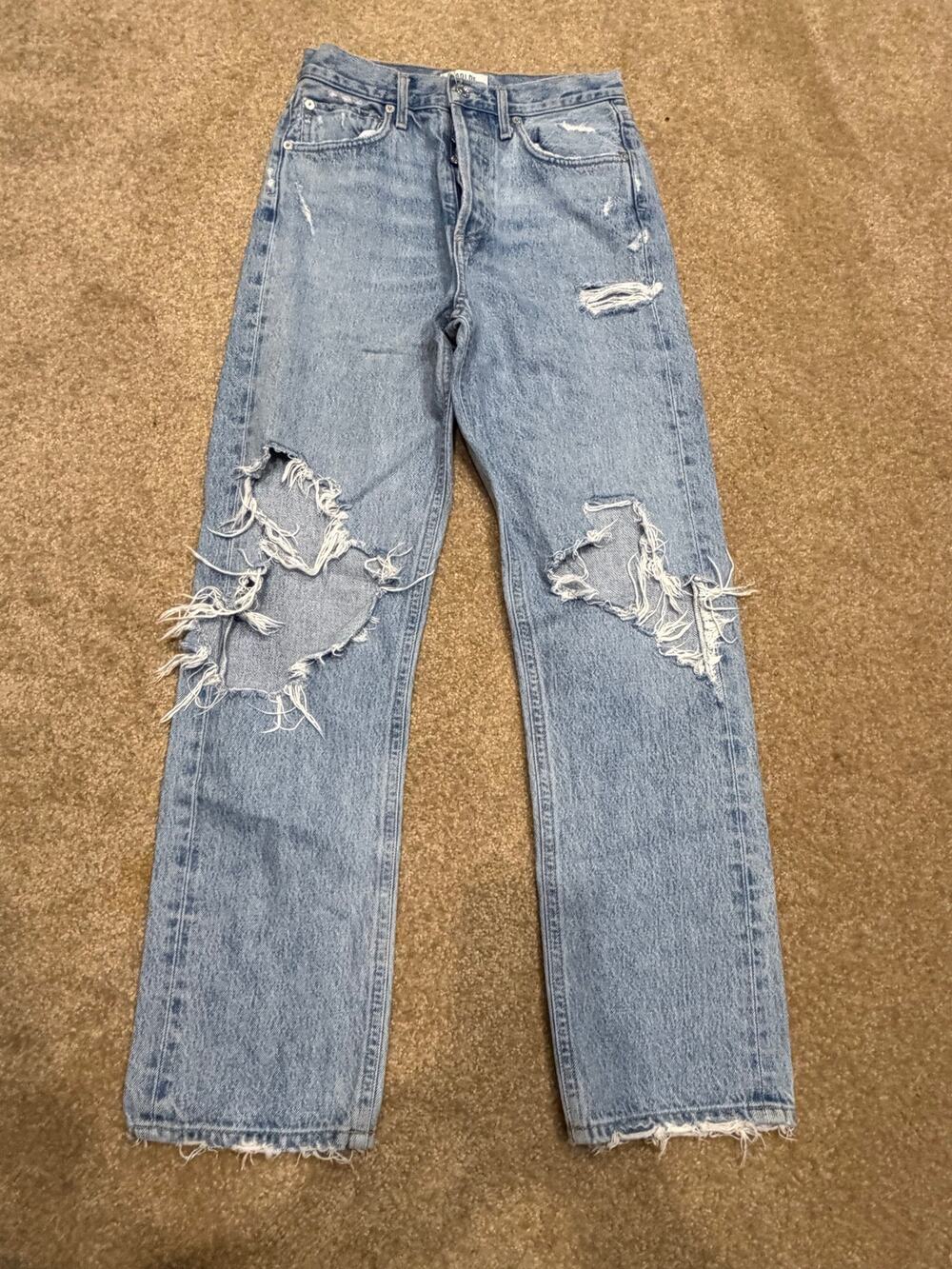 Women’s Agolde Light Wash Distressed Ripped Women’s Jeans Size 23